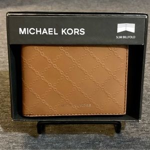 MK Micheal Kors Jet Set Bi Fold Wallet Light Brown/Luggage 86S2LANF1L NEW